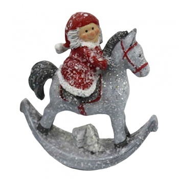 Widdop Gifts Santa On A Rocking Horse Resin Christmas Decoration
