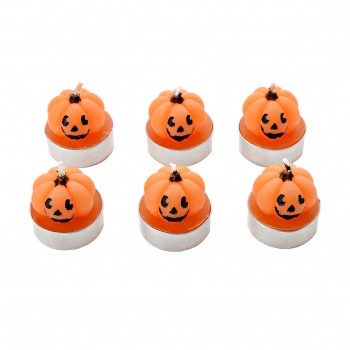 Hocus Pocus Novelties Set of 6 Pumpkin Tea Light Halloween Decorations