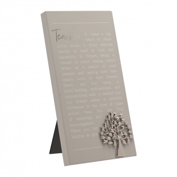 Widdop Message for a Teacher Standing Plaque with Silver Tree