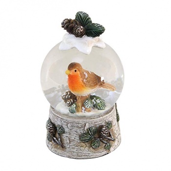 Cute Robin Miniature Christmas Snow Globe Ornament