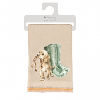 Wrendale Designs Beige Dog Design Winter Scarf with Gift Bag