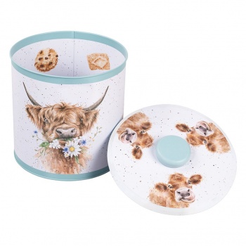 Wrendale Designs Cow Themed Teal Biscuit Barrel