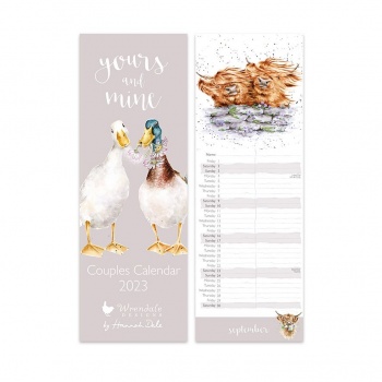 Wrendale Designs Yours and Mine Couples 2023 Slimline Calendar