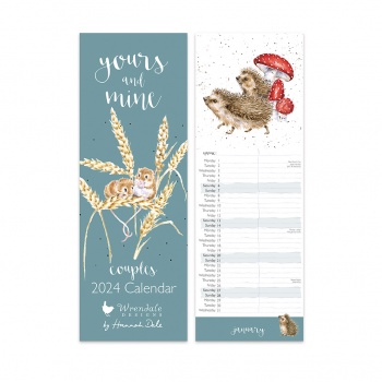 Wrendale Designs Couples Yours and Mine 2024 Slim Line Calendar