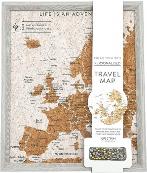 Splosh Grey Europe Pin Board Travel Map