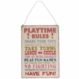 Family Home Decoration Playtime Rules Metal Sign
