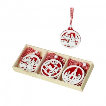 Heaven Sends Red And White Scandi Disc Christmas Decorations