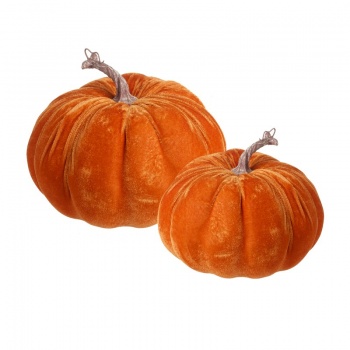 Heaven Sends Set of 2 Velour Pumpkin Halloween Decorations