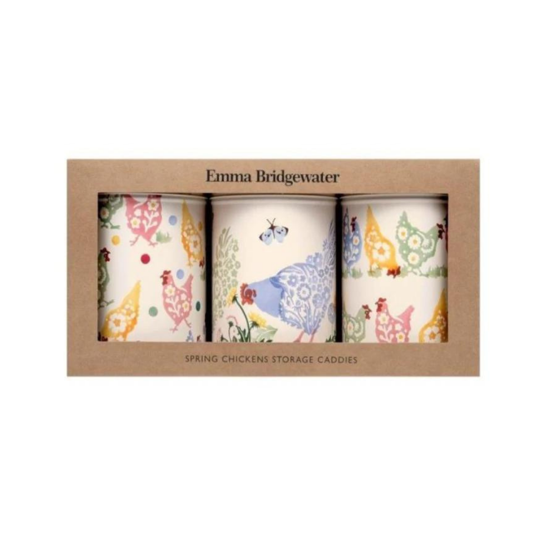 Emma Bridgewater Set of Three Spring Chicken, Polka Dot Easter Caddies