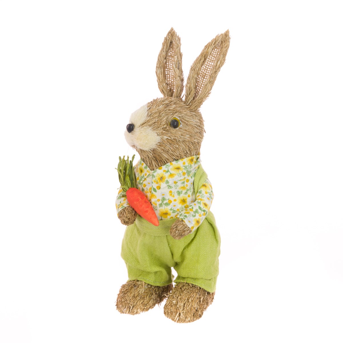 FloralSilk Bristle Rabbit with Carrot Easter Decoration