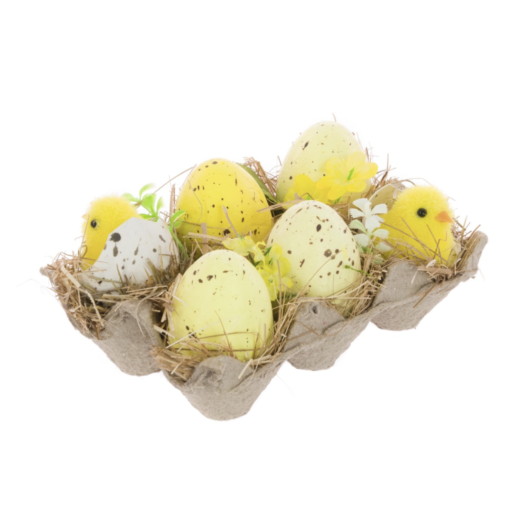 FloralSilk Speckled Eggs with Chicks Novelty Easter Decoration