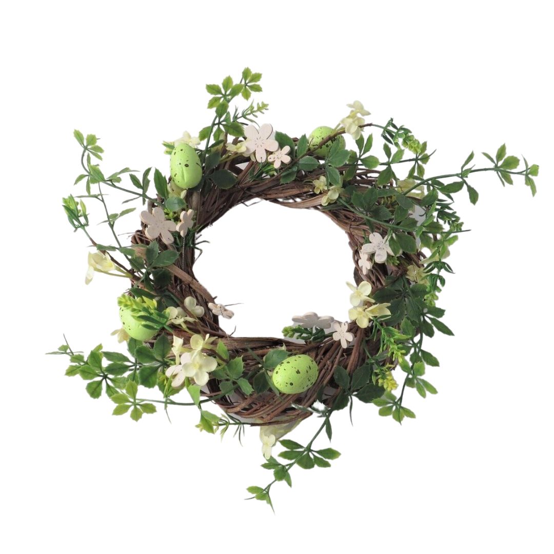 Giftware Trading Green Floral Speckled Egg Easter Wreath