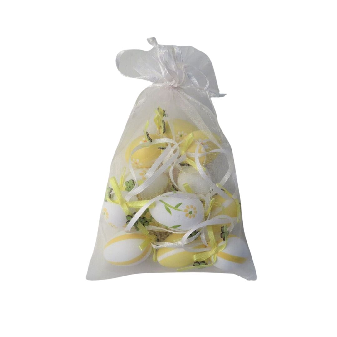 Giftware Trading Bag of 12 Yellow and White Easter Egg Decorations