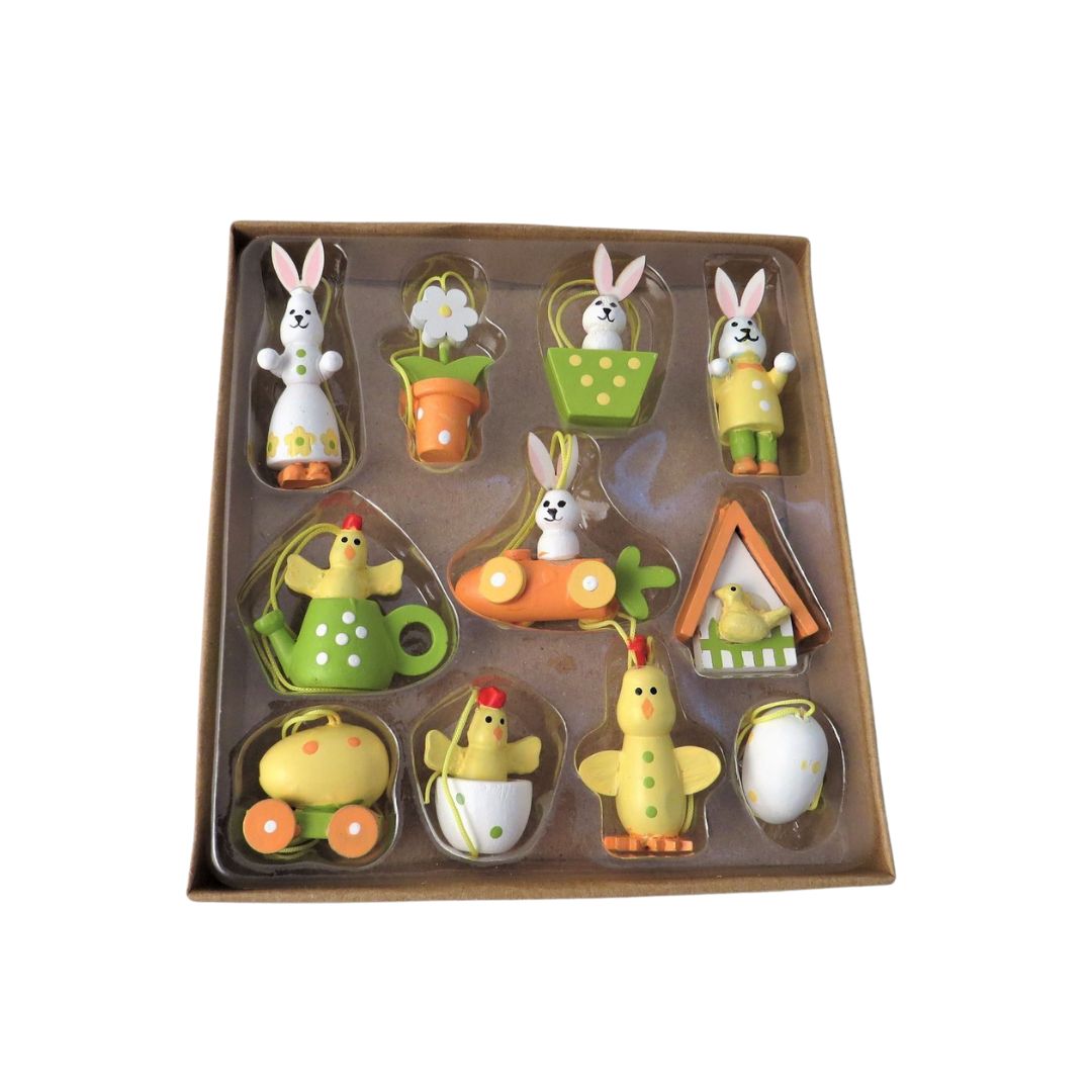 Giftware Trading Set of 11 Wooden Easter Decorations