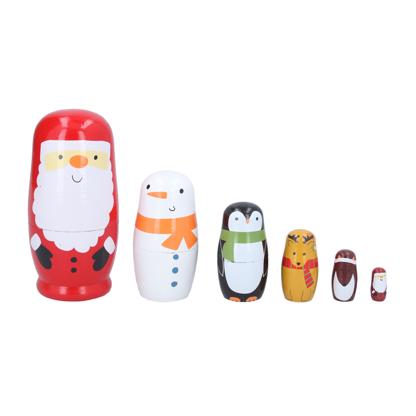 Gisela Graham Wooden Christmas Stacking Russian Doll Decoration
