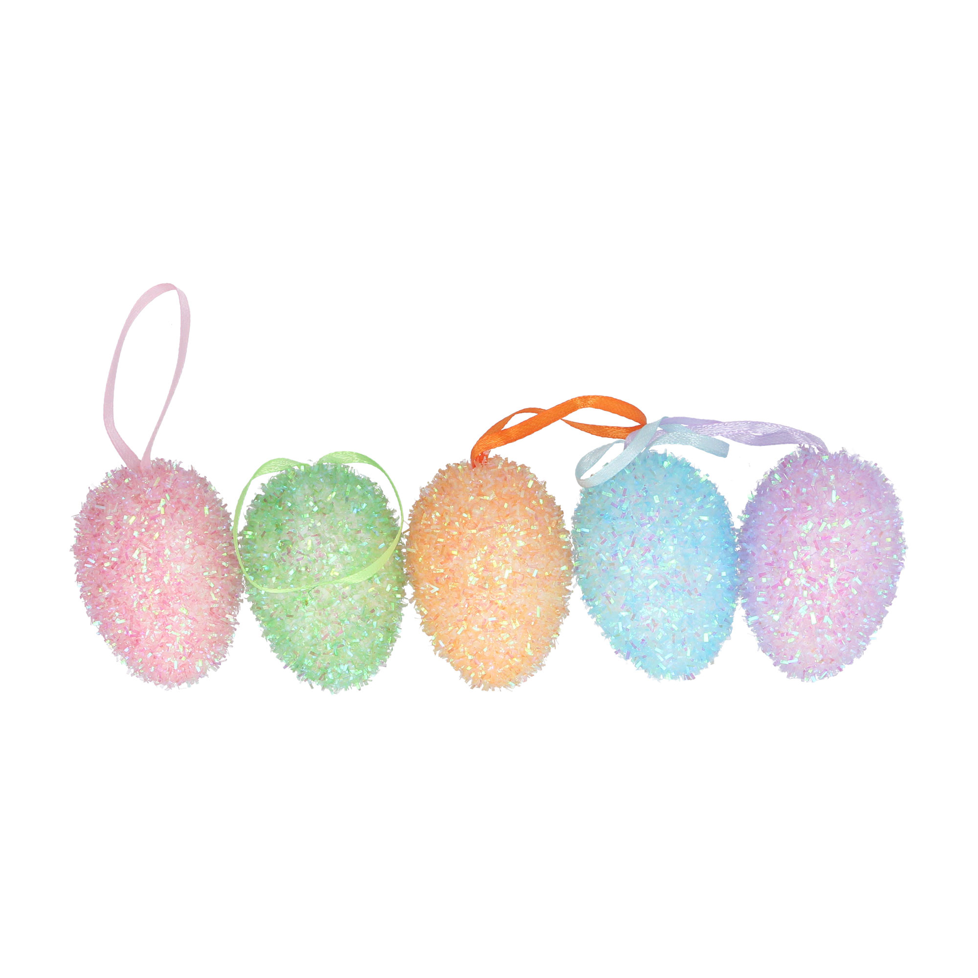 Gisela Graham Set of Five Sparkly Easter Egg Twig Tree Decorations