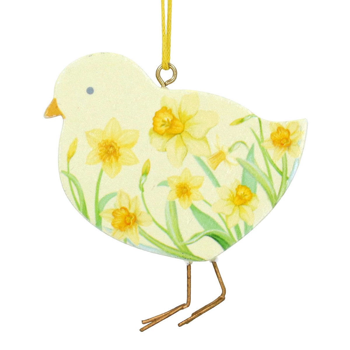 Gisela Graham Daffodil Design Wooden Chick Easter Decoration