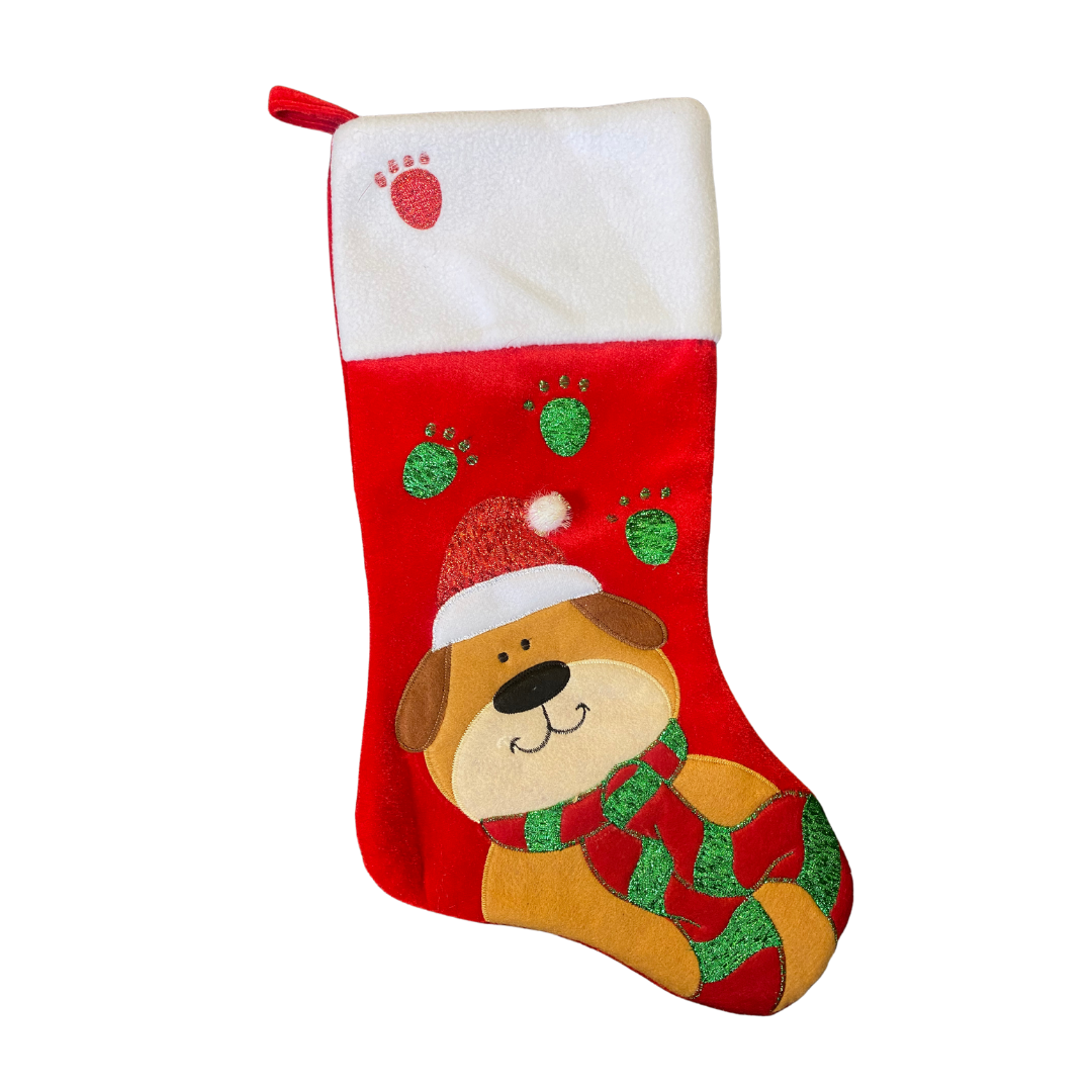 Gisela Graham Felt Dog Design Christmas Stocking