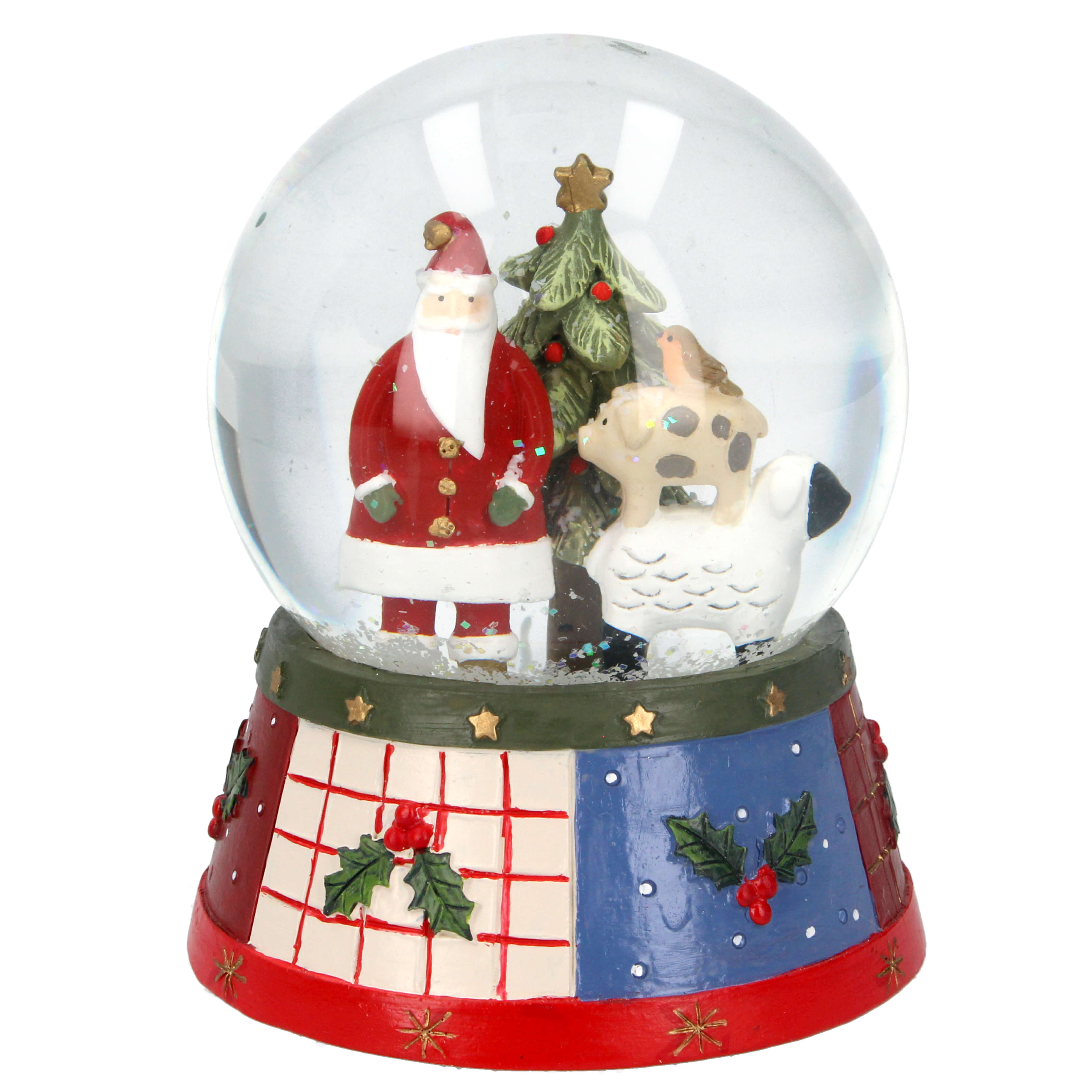 Gisela Graham Farmyard Animal and Santa Claus Christmas Snow Globe