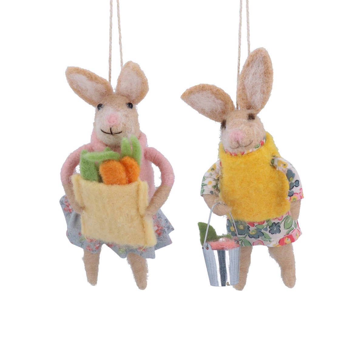 Gisela Graham Felt Rabbits with Shopping Easter Decorations