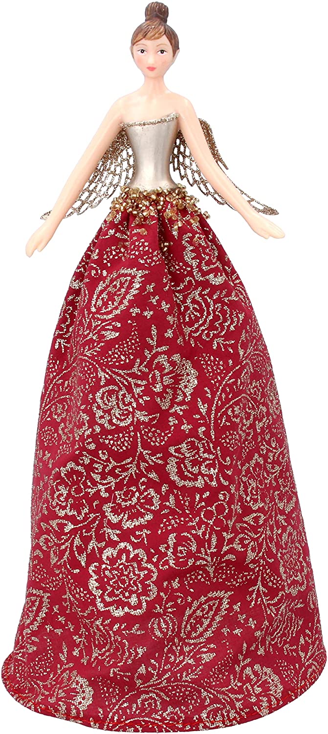 Gisela Graham Red and Gold Large Fairy Christmas Tree Topper
