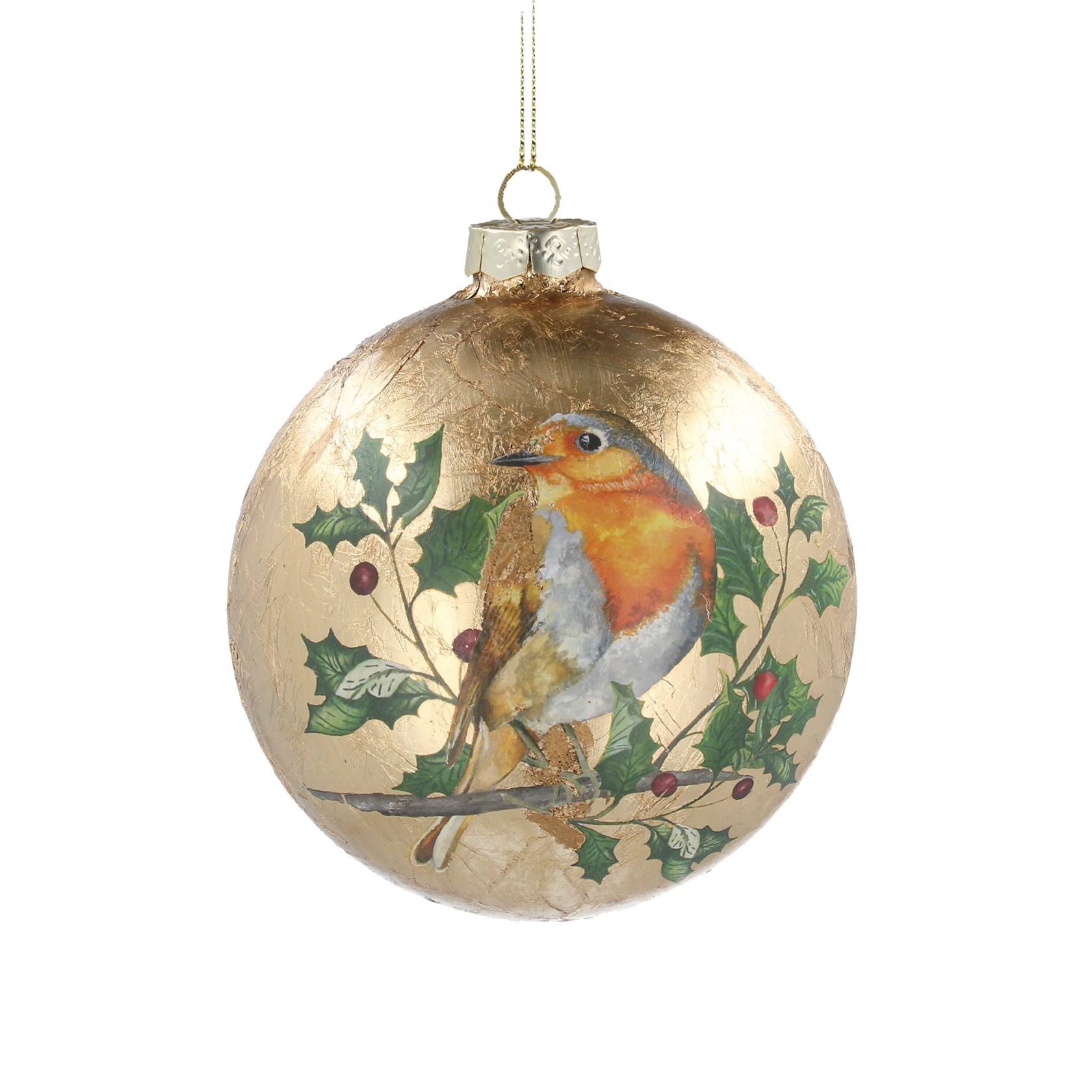 Gisela Graham Traditional Gold Robin Christmas Tree Bauble