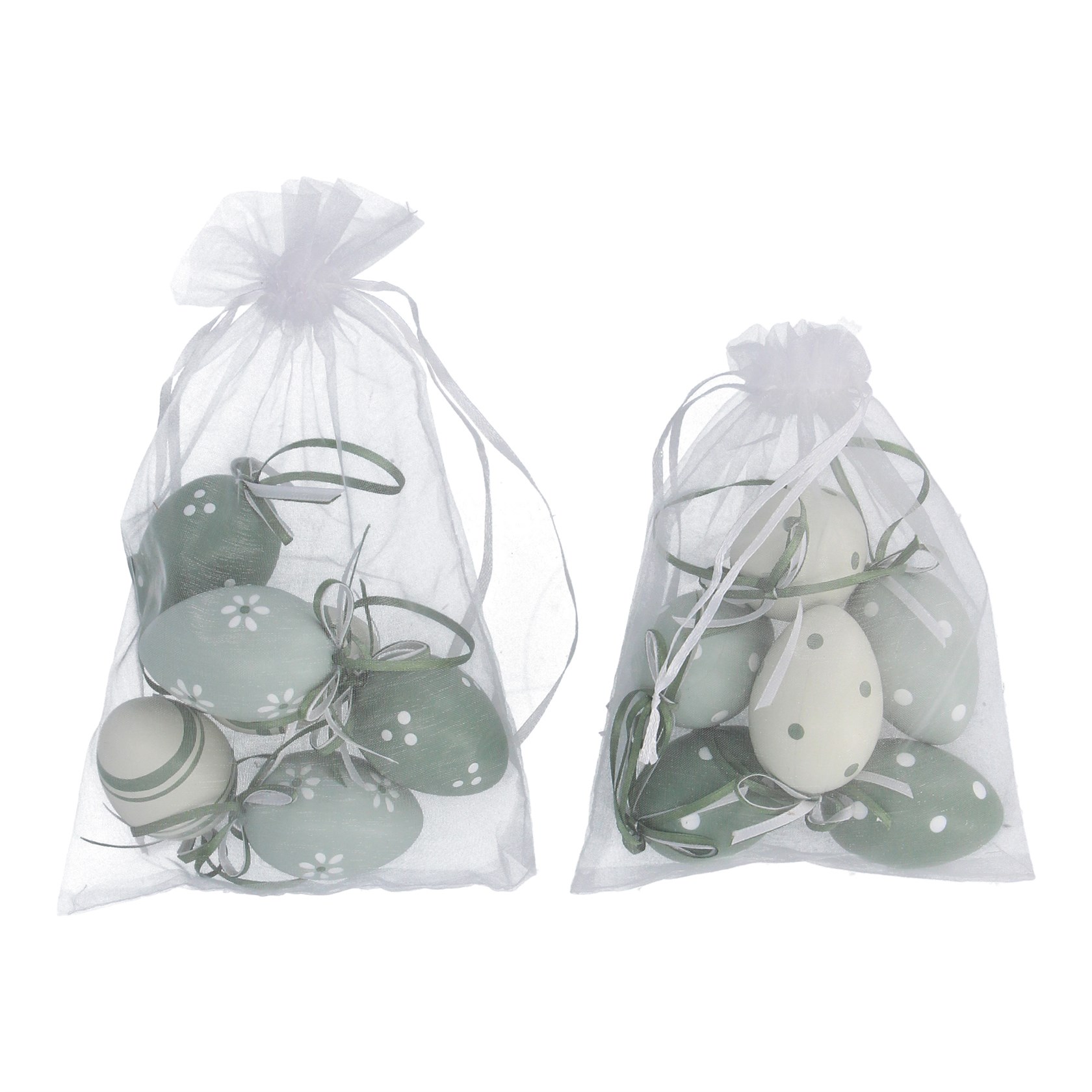 Gisela Graham Set of 2 Bags of Green and White Easter Egg Decorations