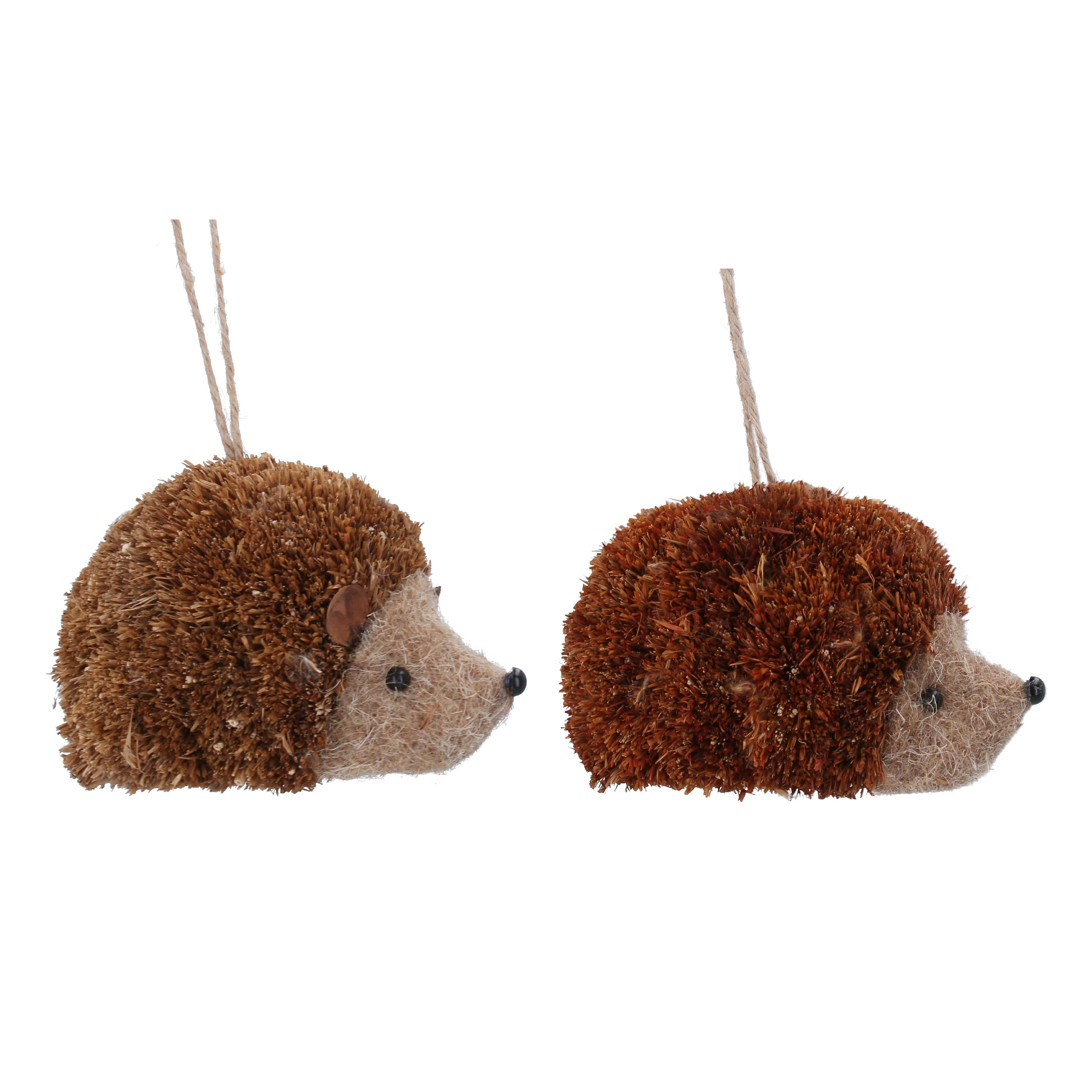 Gisela Graham Set of Two Bristle Hedgehog Christmas Tree Decorations