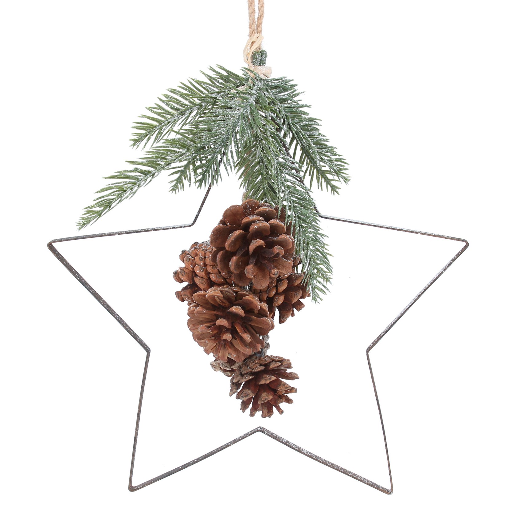 Gisela Graham Metal Star with Pinecones Christmas Decoration