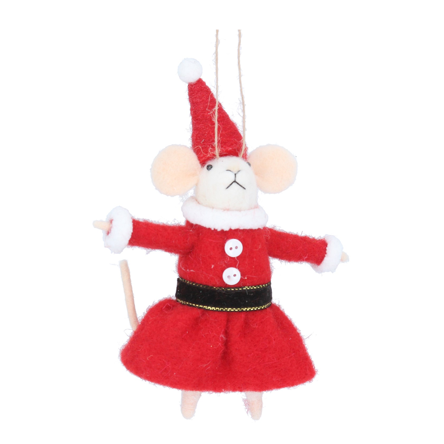 Gisela Graham Felt Mrs Claus Mouse Christmas Tree Decoration