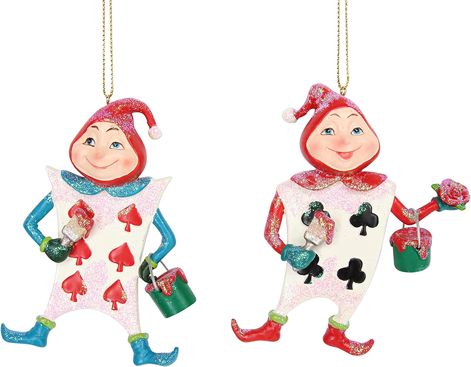 Gisela Graham Set of Two Playing Card Men Christmas Tree Decorations