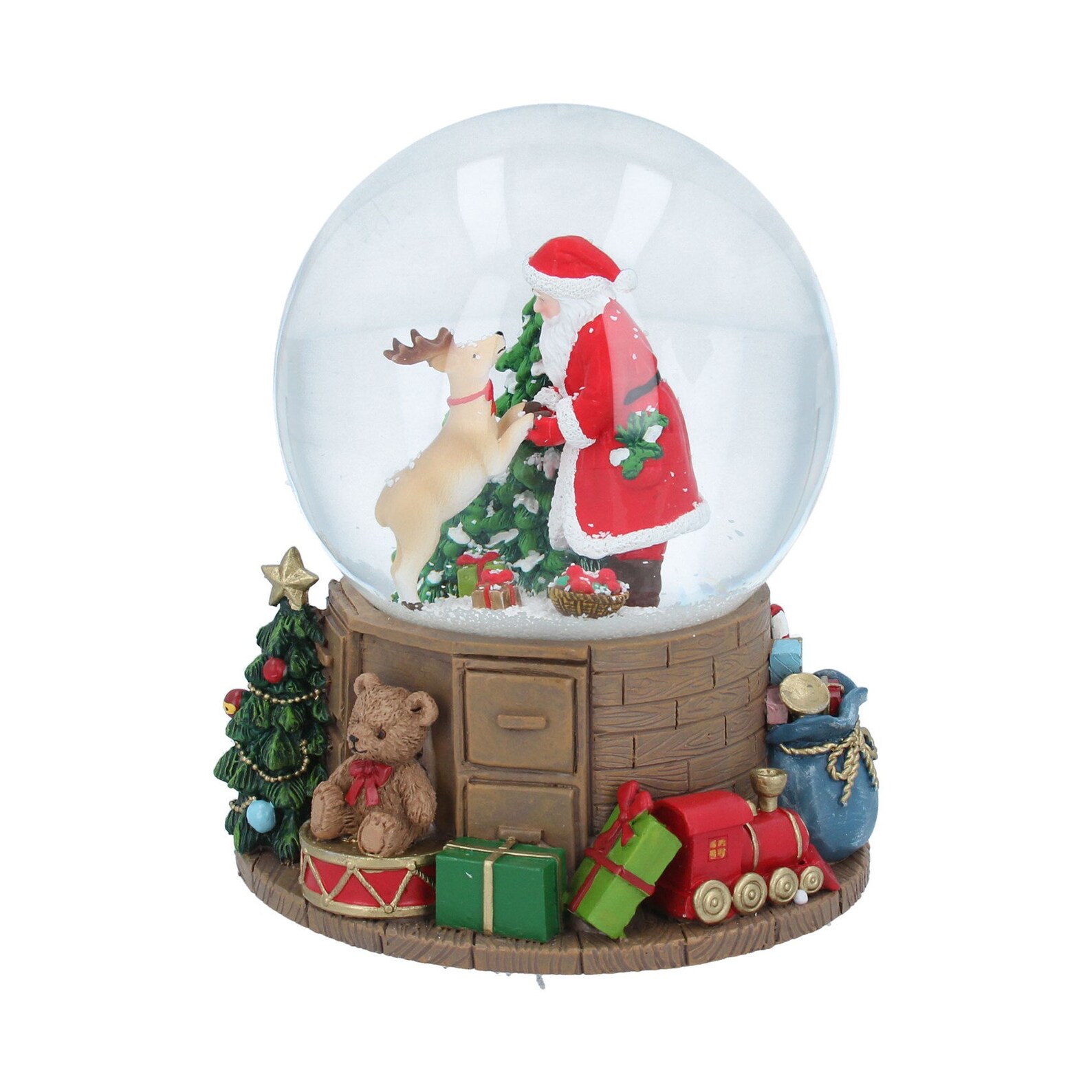 Gisela Graham Santa and Reindeer Musical Christmas Snow Globe