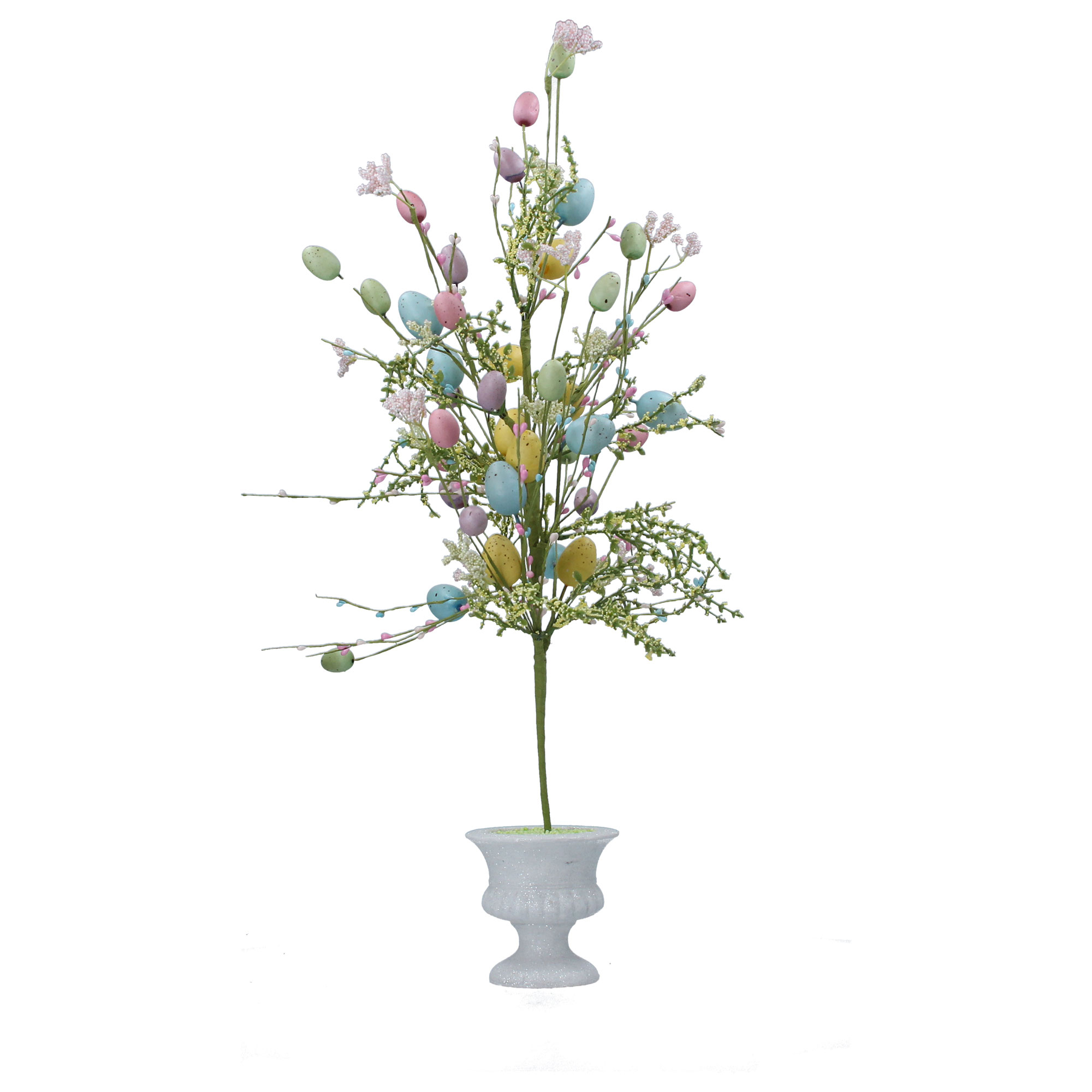 Gisela Graham Pastel Speckled Egg and Glittery Pot Easter Twig Tree
