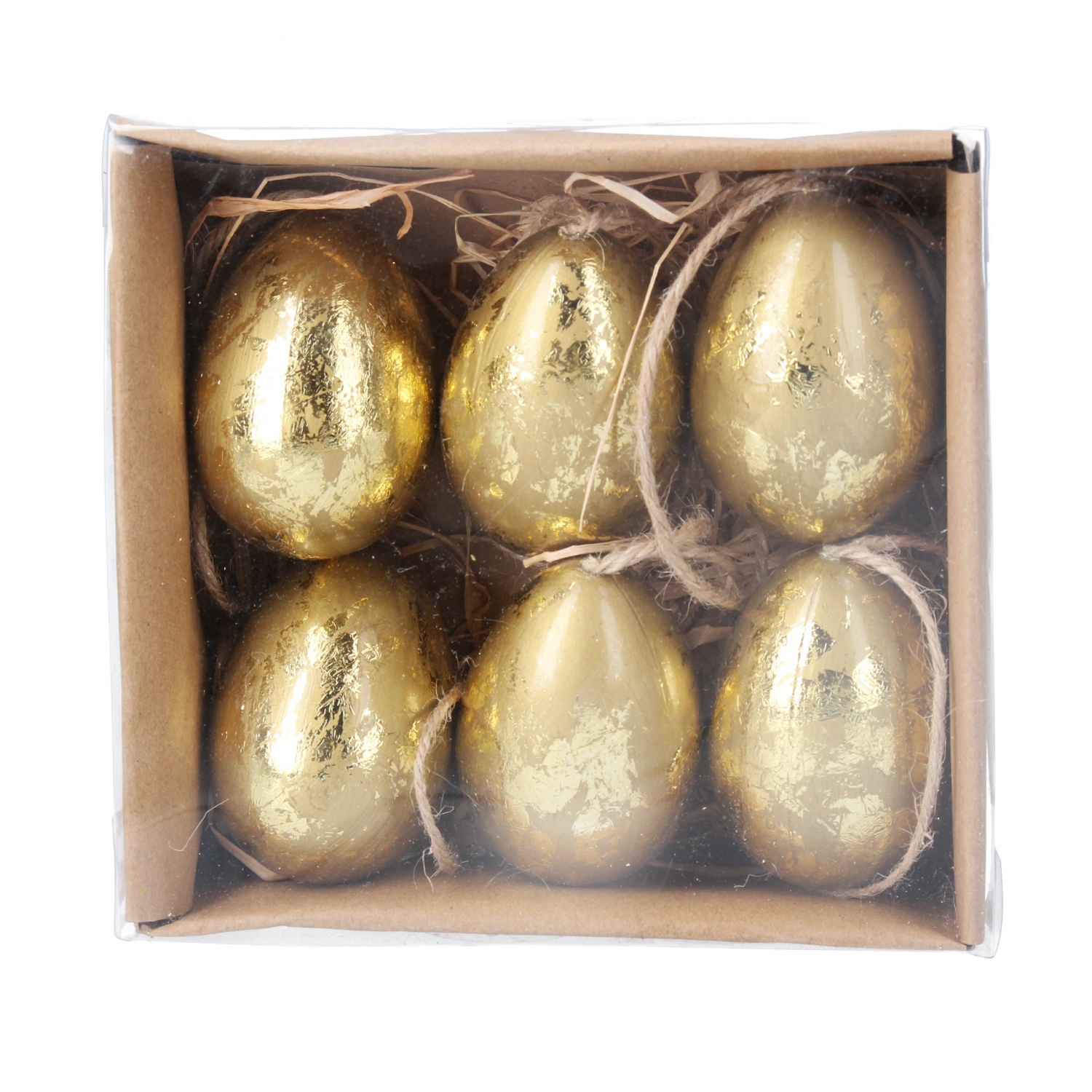 Gisela Graham Easter Decorations - 6 Gold Leaf Style Eggs