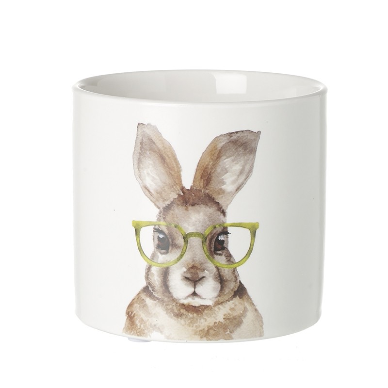 Heaven Sends Ceramic Pot with Hare in Glasses Easter Decoration