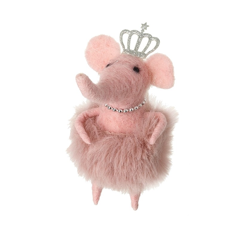 Heaven Sends Felt Elephant With Fluffy Skirt & Pearl Necklace Decoration