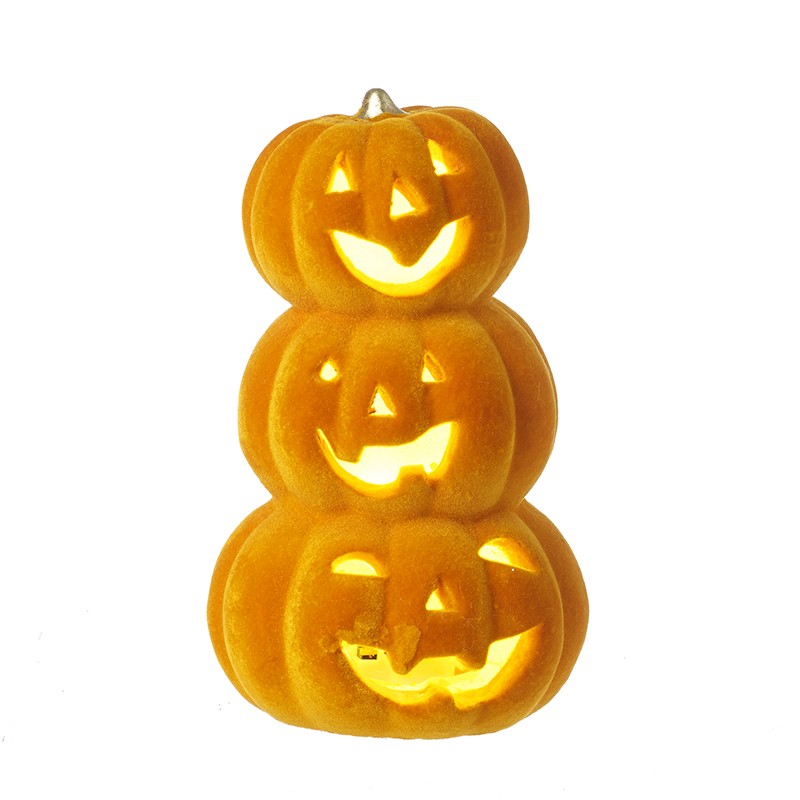 Heaven Sends Velvet Trio Of Pumpkins Light Up Halloween Decoration