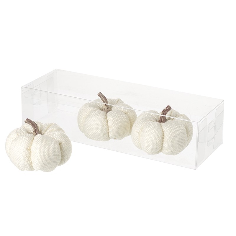 Heaven Sends Set of Three Cream Linen Halloween Pumpkin Decorations