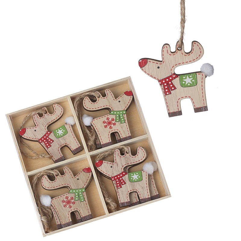 Heaven Sends Rustic Wooden Reindeer Christmas Tree Decorations