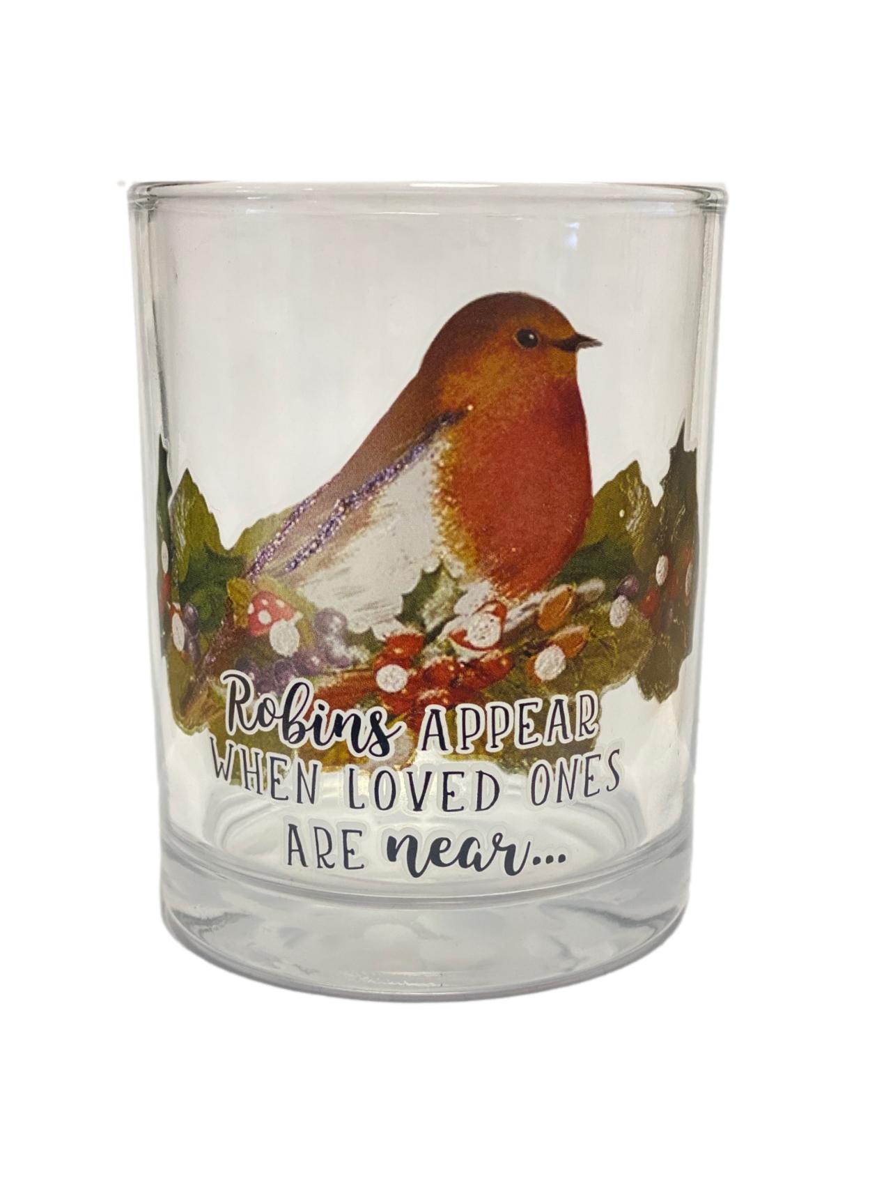 Heaven Sends Robins Appear When Loved Ones Are Near Christmas Candle Holder