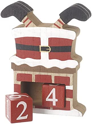 Heaven Sends Wooden Santa in Chimney Countdown Christmas Blocks