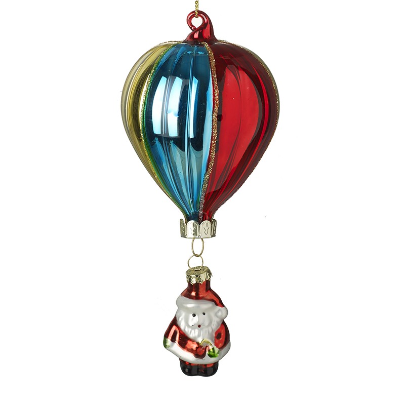 Heaven Sends Glass Santa With Balloon Christmas Tree Decoration