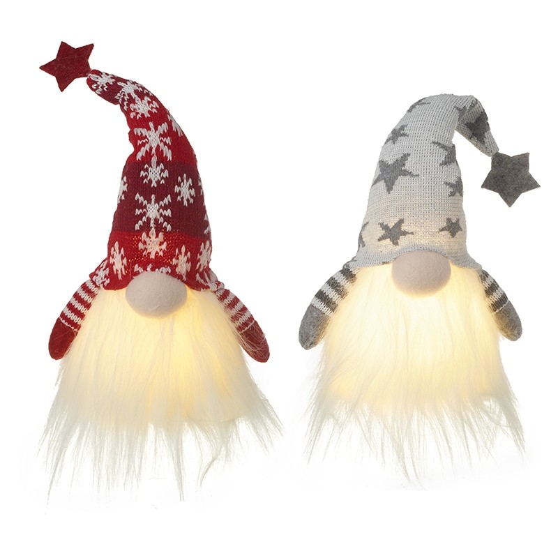 Heaven Sends Set of 2 Knitted Hats Light Up Christmas Themed Gonk Decorations
