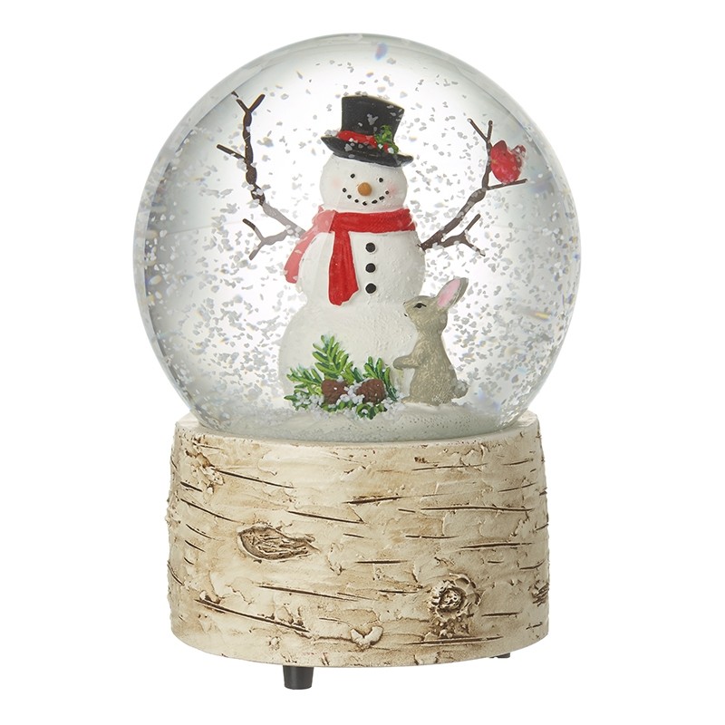 Heaven Sends Snowman with Rabbit Musical Christmas Snow Globe