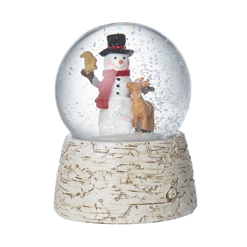 Heaven Sends Musical Snowman with Woodland Animals Snow Globe