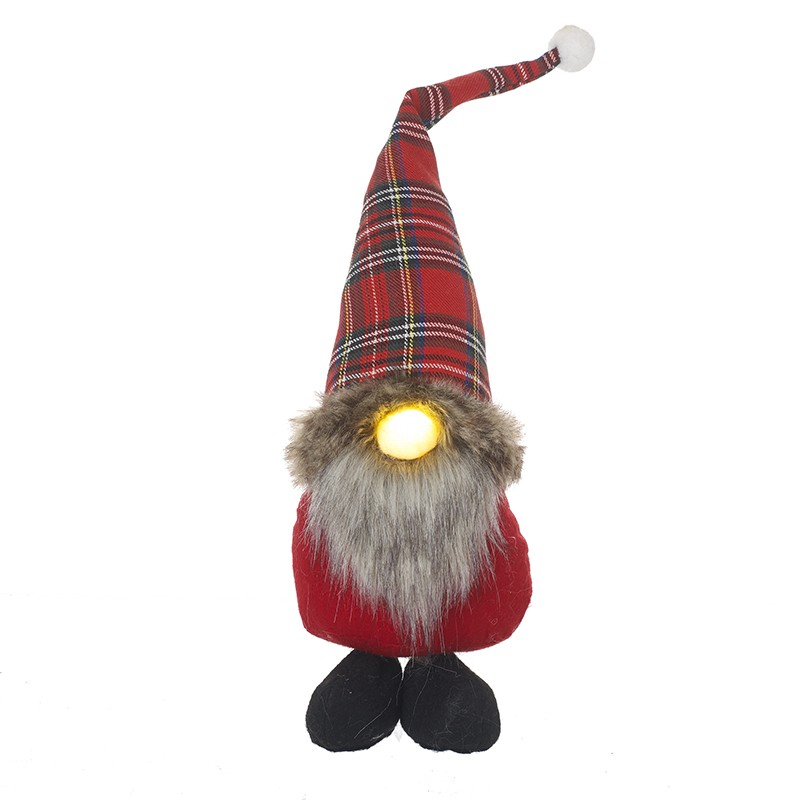 Heaven Sends Light Up Tartan Hat Santa Christmas Gonk Decoration