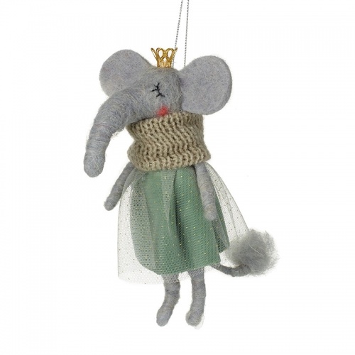 Heaven Sends Wool Elephant In Dress Christmas Decoration