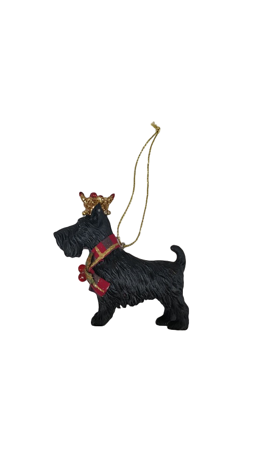 Gisela Graham Christmas Decoration Resin Scottie Dog with Crown
