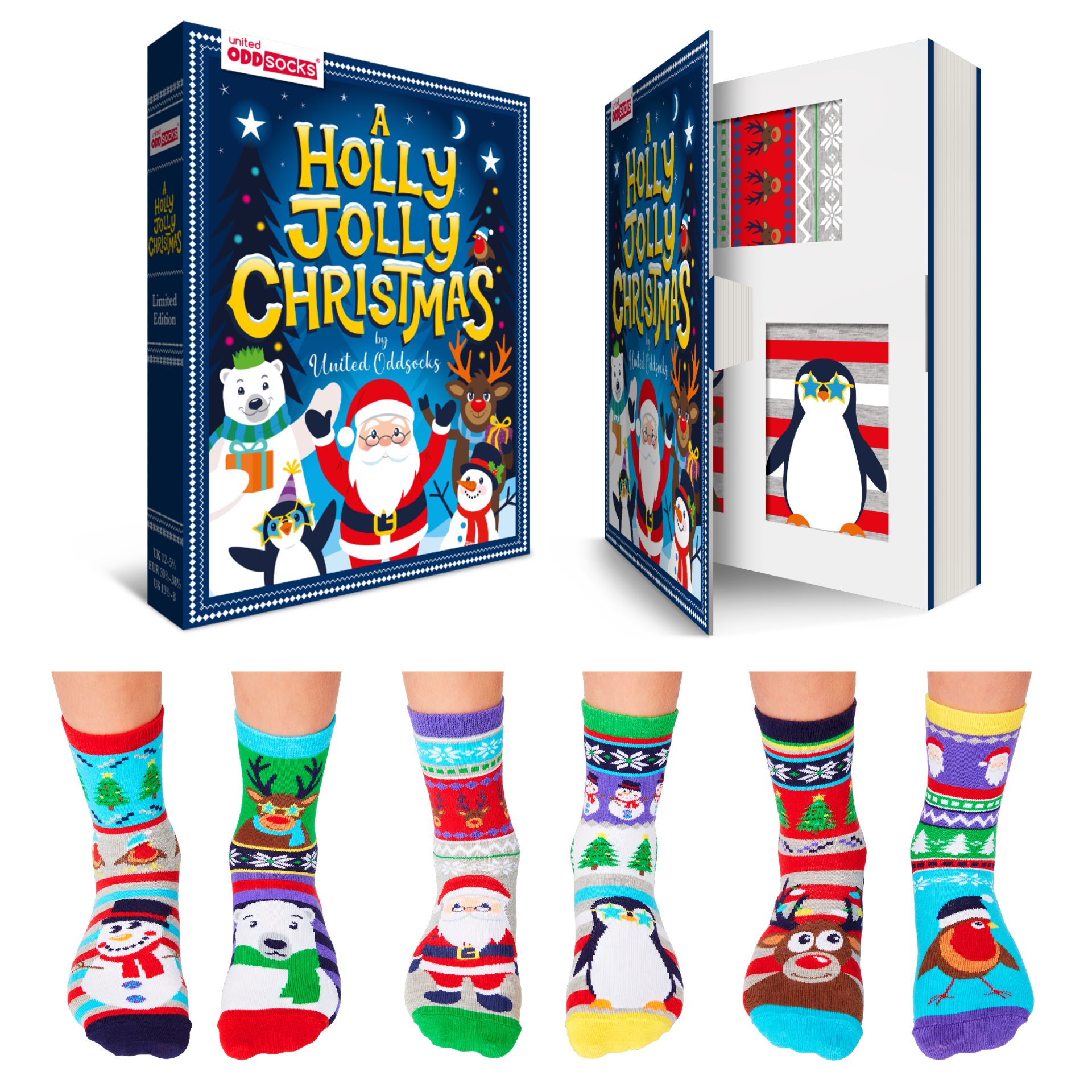 United Oddsocks Children's Boxed Set of Christmas Themed Socks