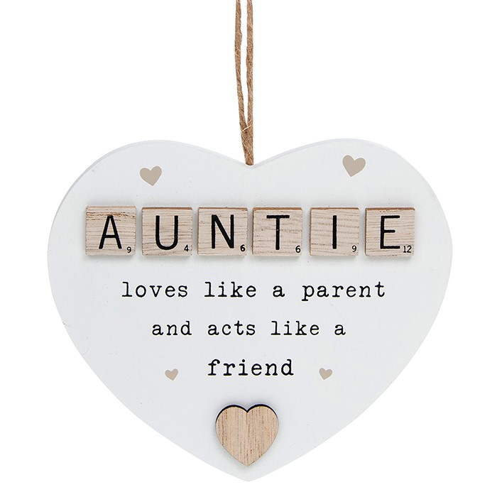 Joe Davies Wooden Auntie Hanging Heart Plaque